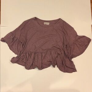 Altar'd State Mauve Ruffle Sleeve Blouse